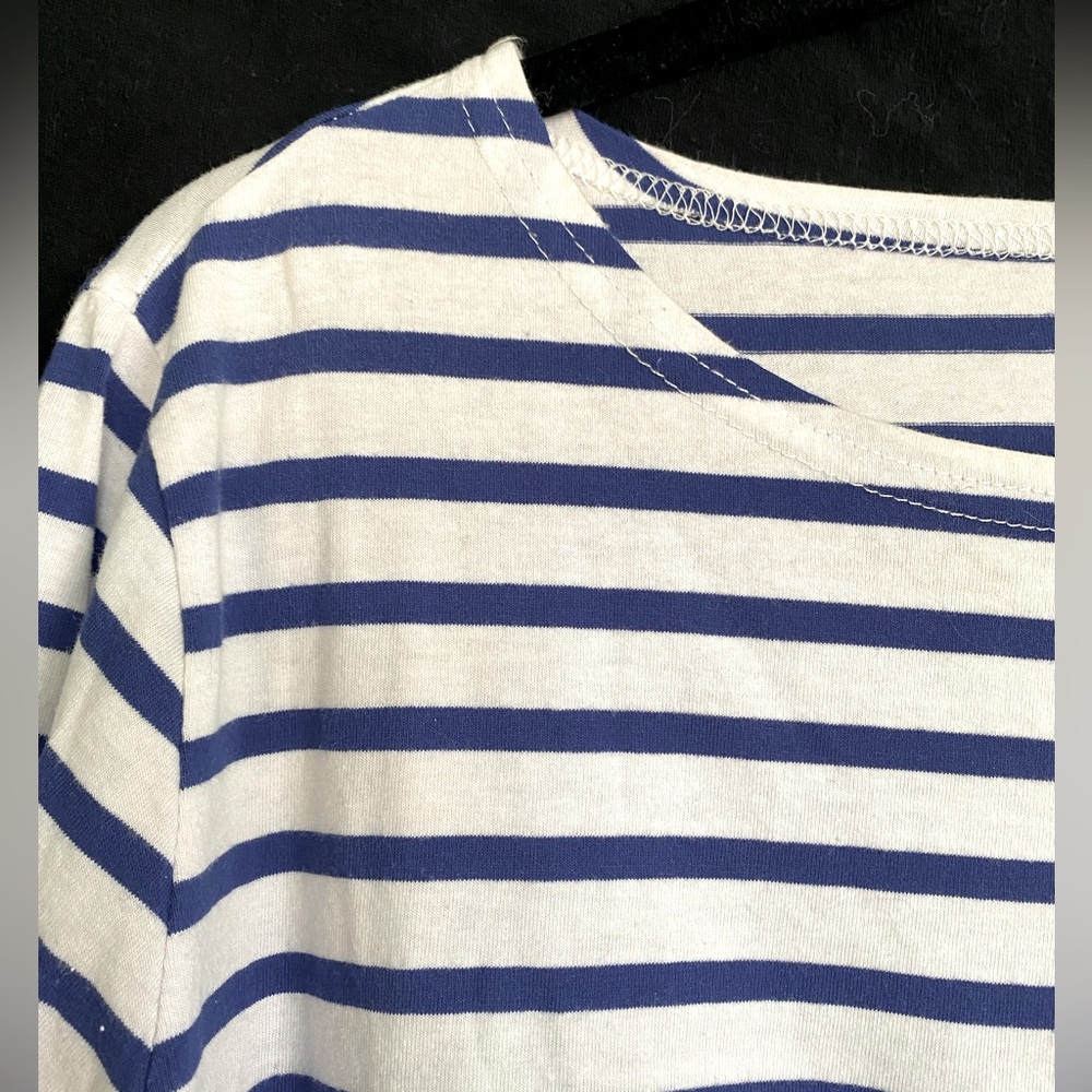 Blue and White Striped Long Sleeve Shirt